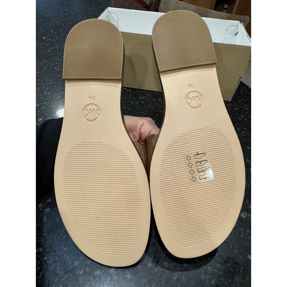 Michael Kors MK Logo Slide Sandals Brown Gold Women’s Size 7 - Picture 5 of 8
